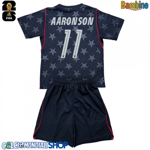 Maglie da calcio Stati Uniti Brenden Aaronson #11 Seconda Maglia Bambino Mondiali 2026  Manica Corta + Pantaloni corti)